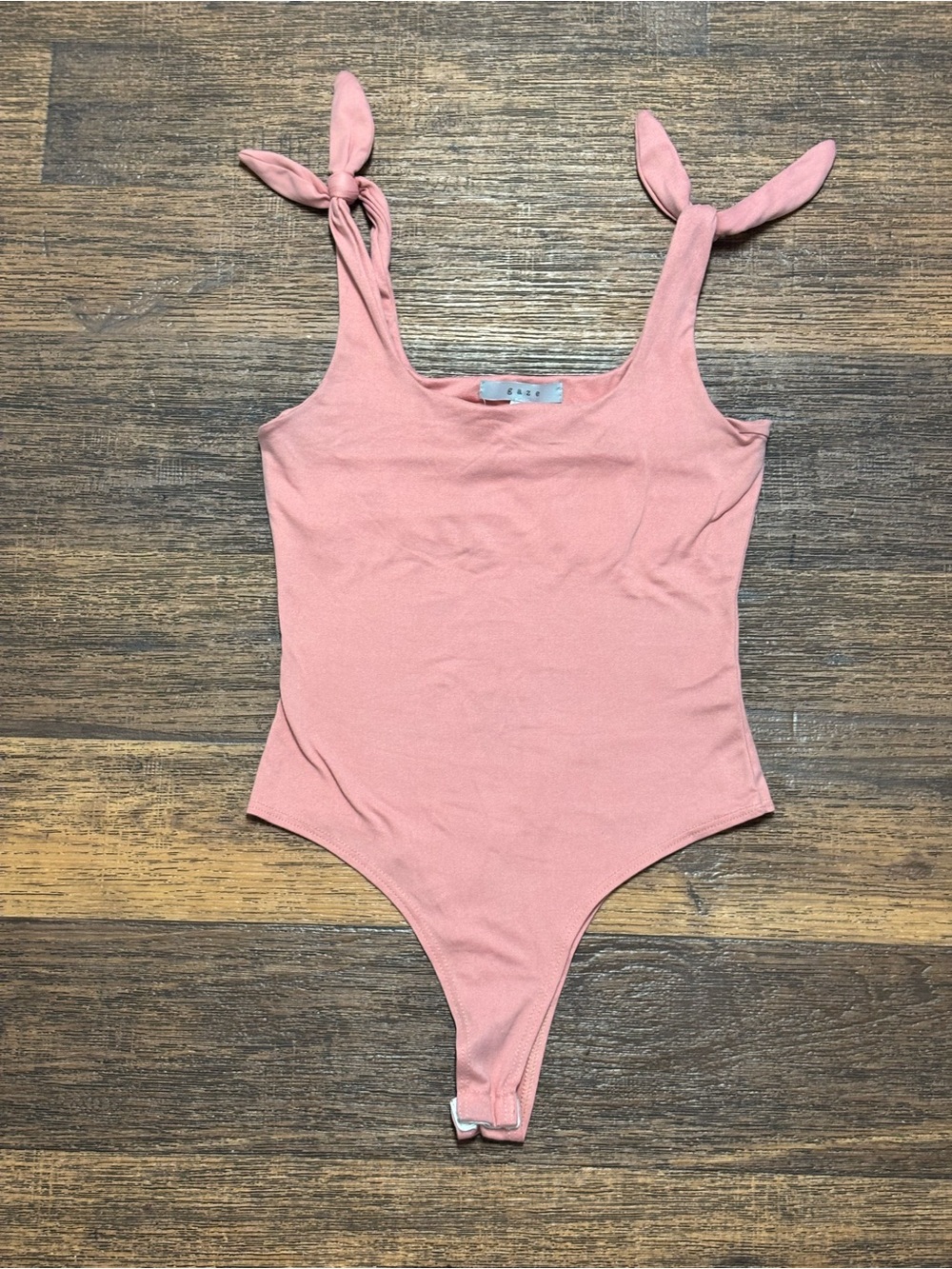 gaze Peachy Pink Tie-Shoulder One-Piece Bodysuit